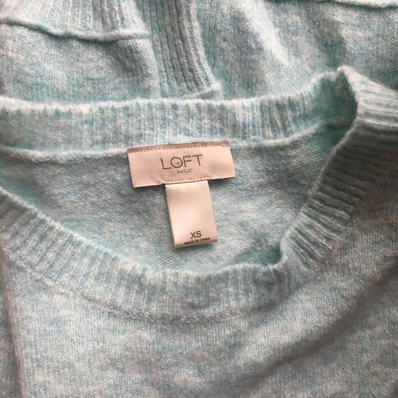 LOFT Wool Long Sweater Ice Blue Side Slit - Picture 3 of 8